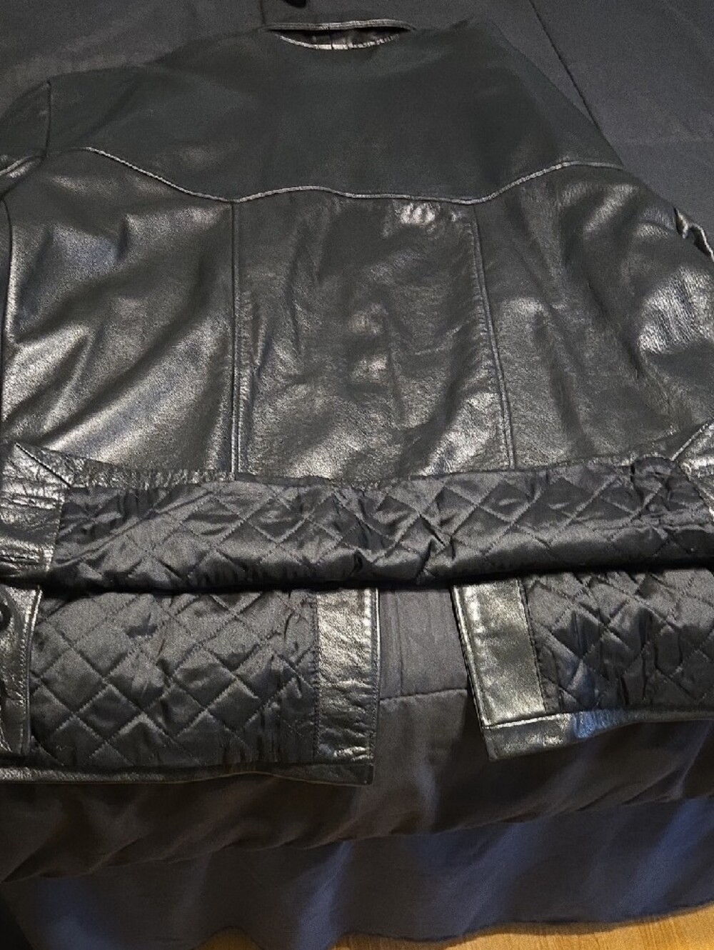 Moda Black Leather Button-Front Jacket - Picture 4 of 4